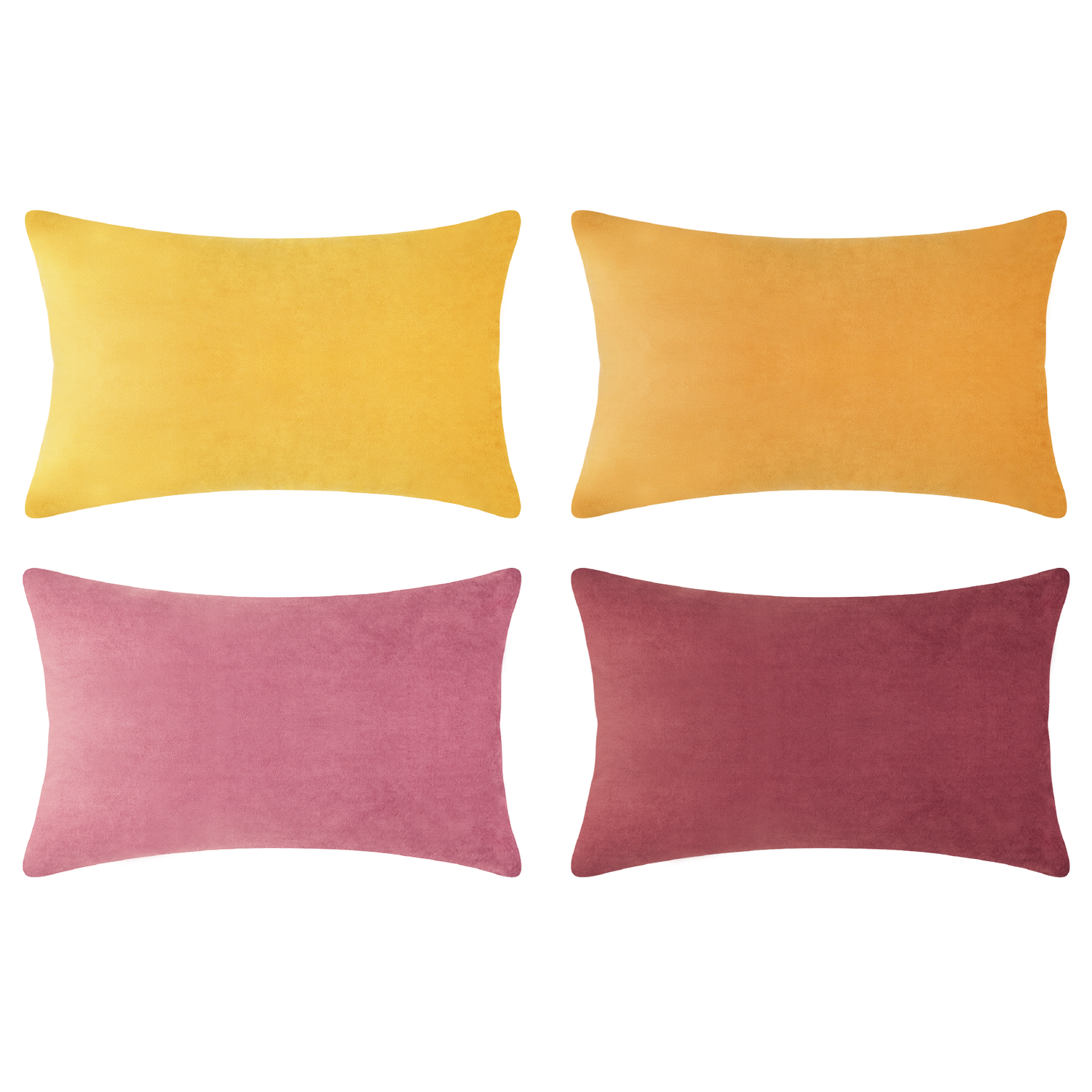 decorative throw pillow covers velvet home decor set of 4 yellow pink ochre