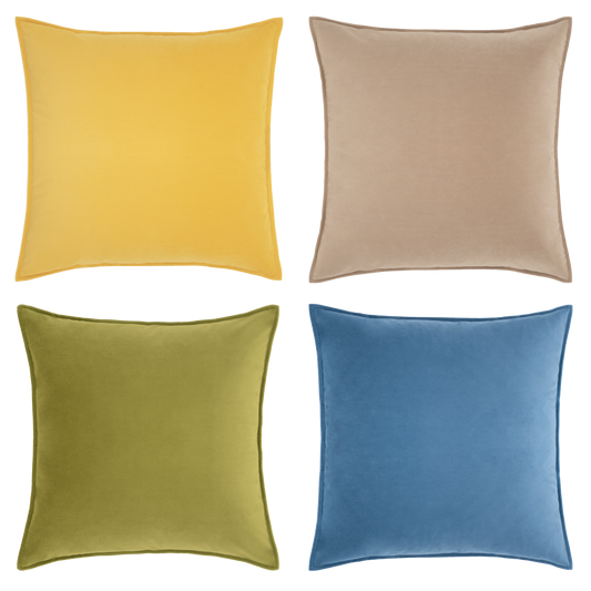 yellow beige green blue decorative throw pillow covers stonewashed velvet  