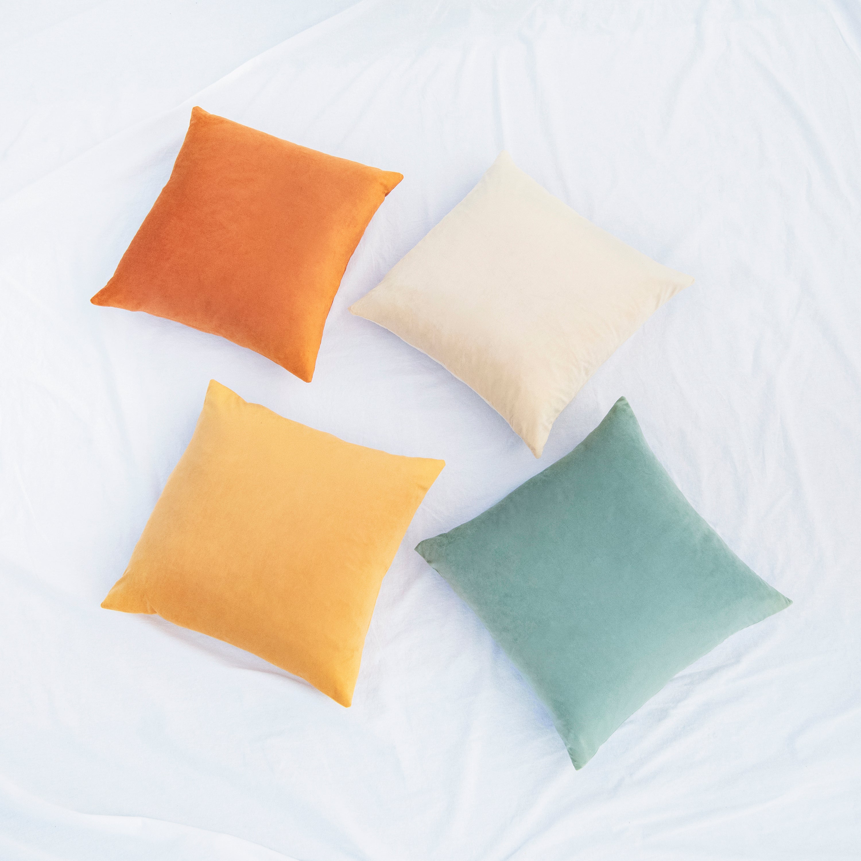 orange teal yellow beige velvet decorative throw pillow covers square home decor