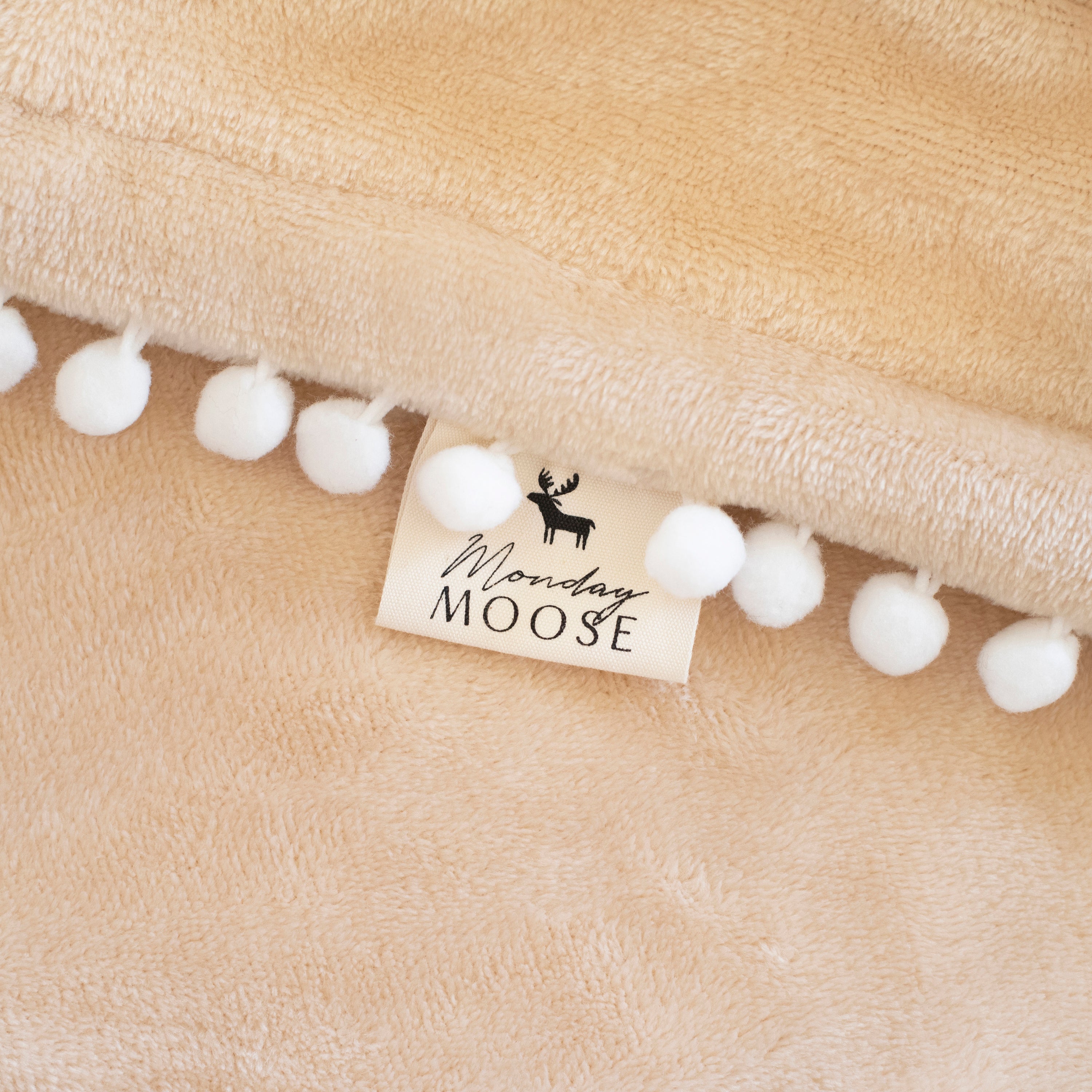 decorative throw blanket pom pom fringe edge reversible design cream light brown