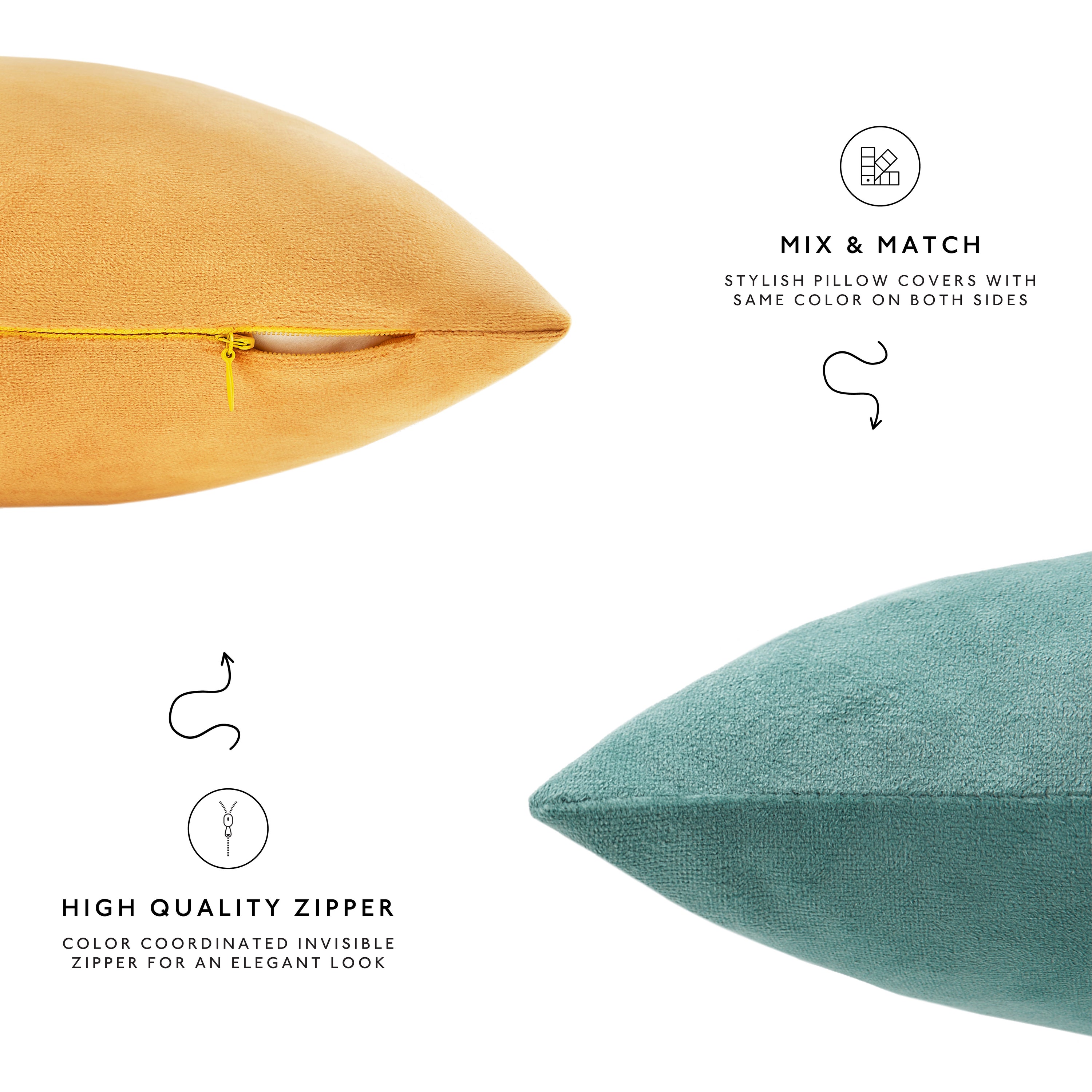 orange teal yellow beige velvet decorative throw pillow covers square home decor