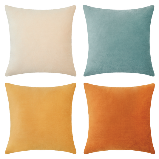 orange teal yellow beige velvet decorative throw pillow covers square home decor