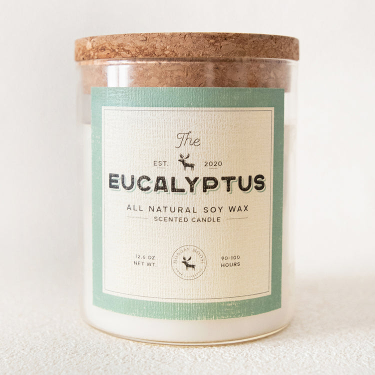 soy wax candle transparent jar eucalyptus