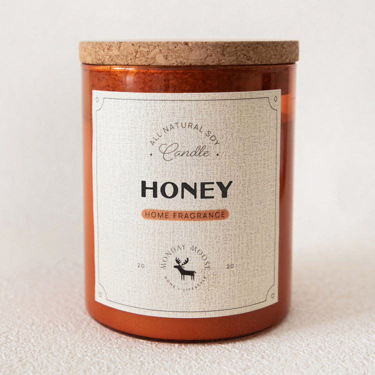 soy wax candle amber jar honey