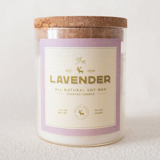 soy wax candle transparent jar lavender