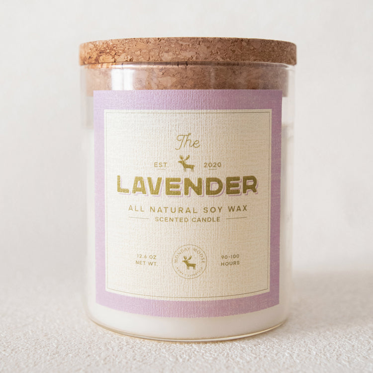 soy wax candle transparent jar lavender