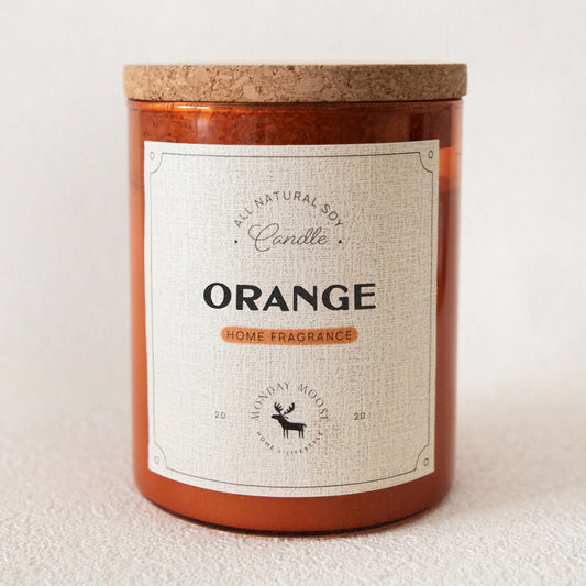 soy wax candle amber jar orange