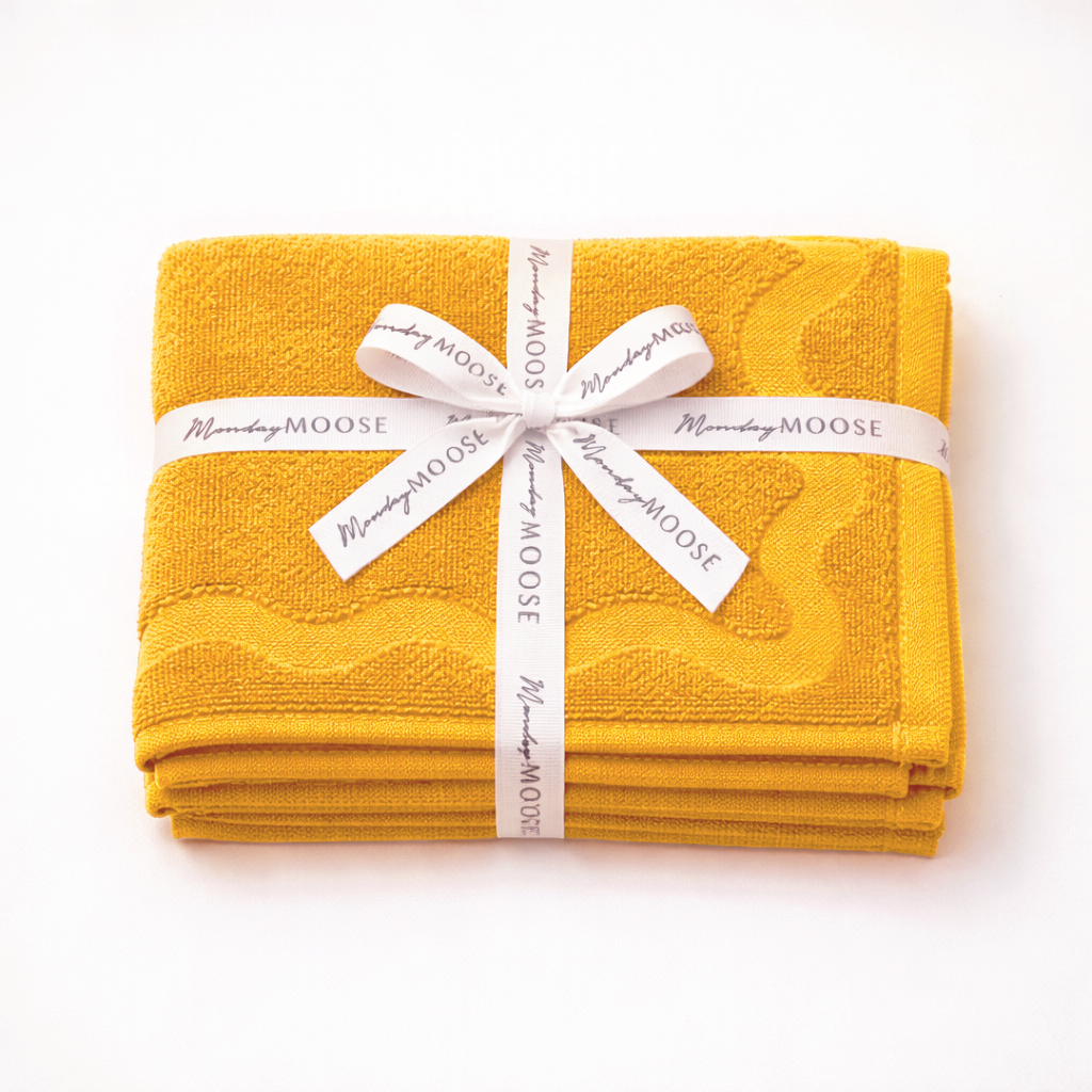 scalloped embossed cotton hand towel