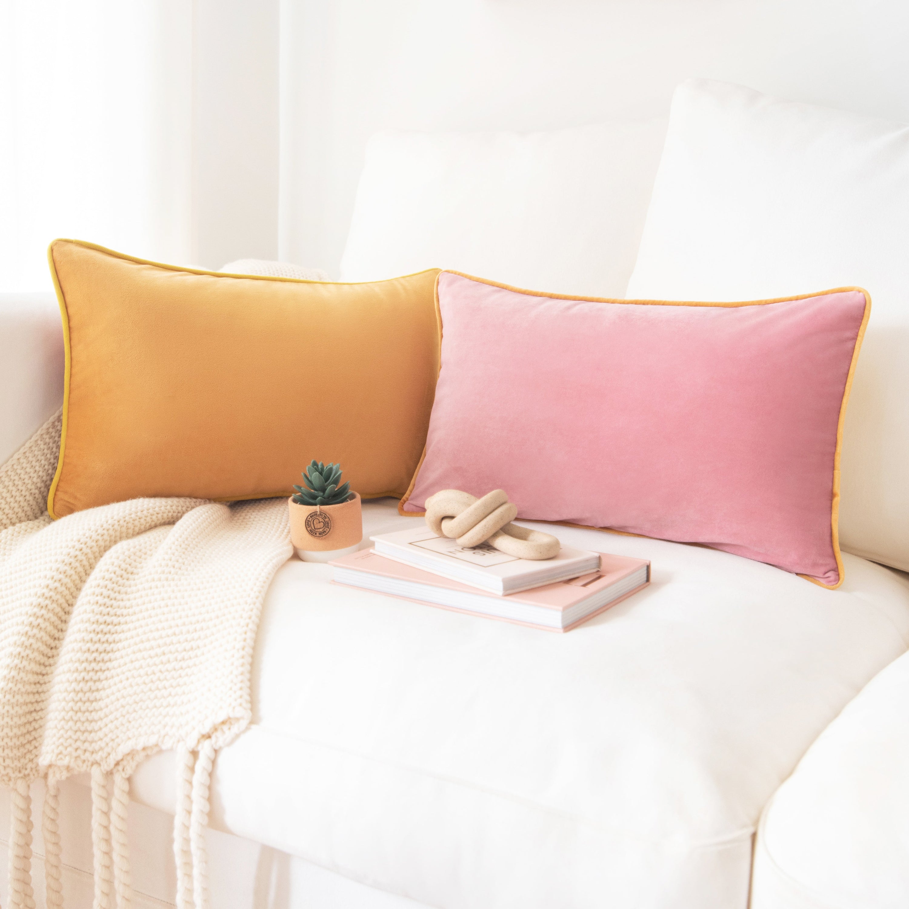 decorative throw pillow covers velvet color block reversible piping