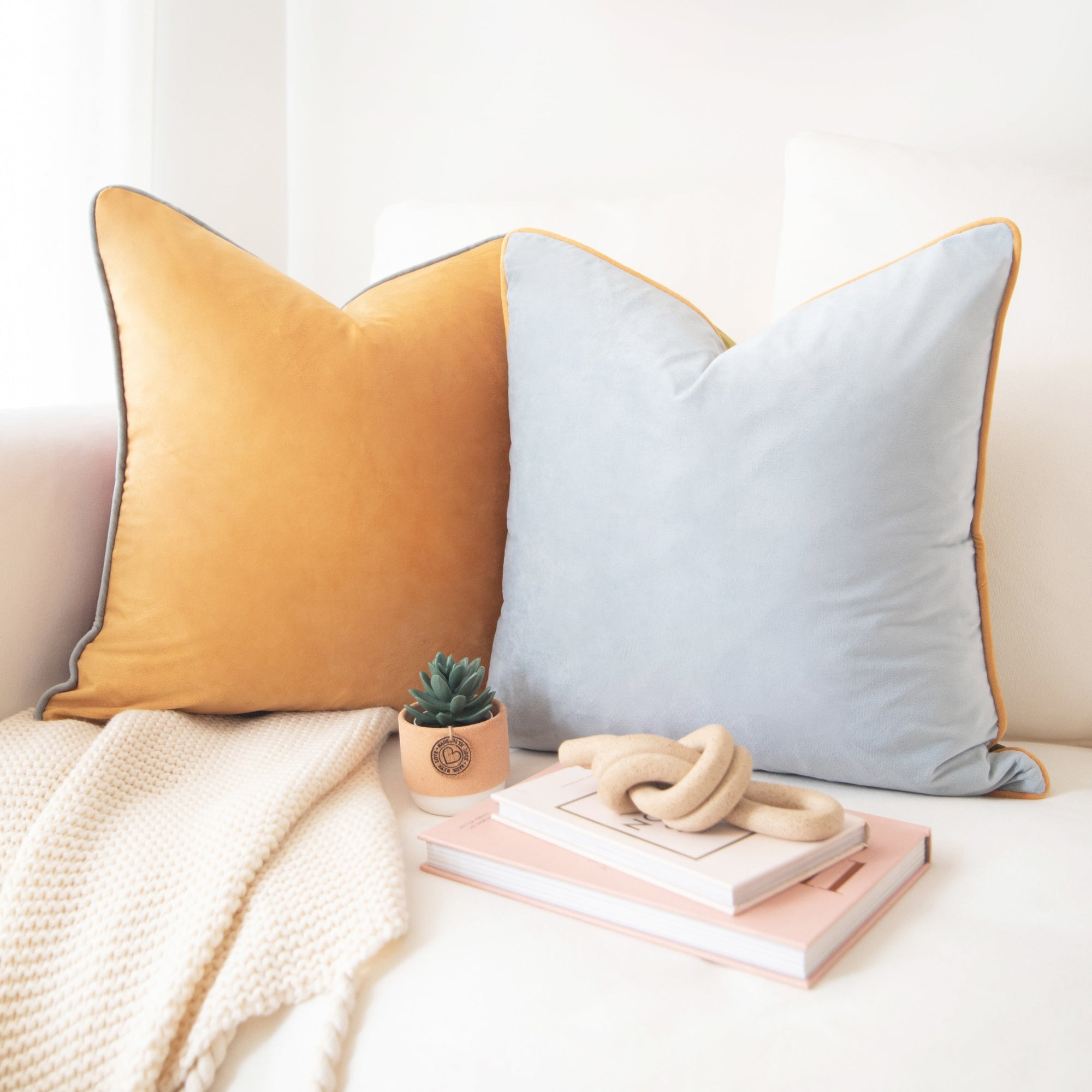 decorative throw pillow covers velvet color block reversible piping