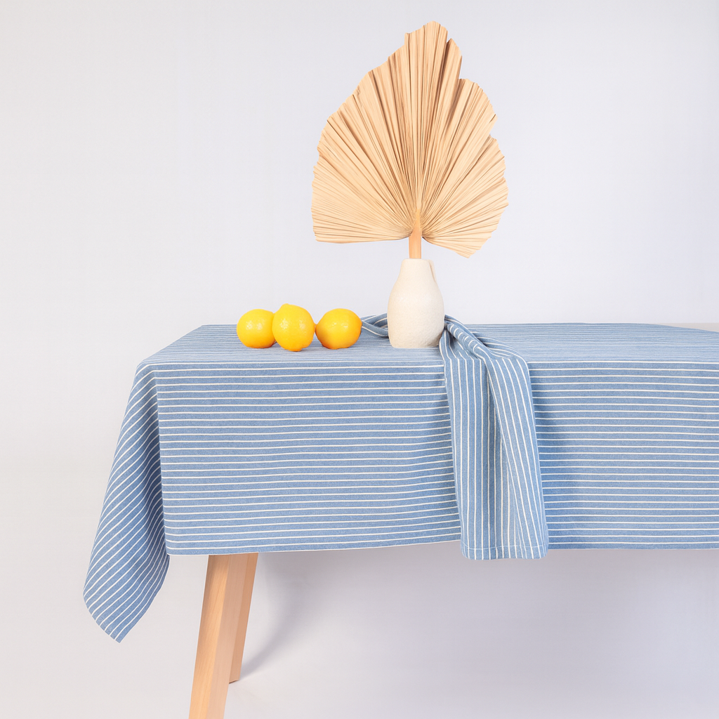 Guaria Tablecloth (Blue/White Stripes)