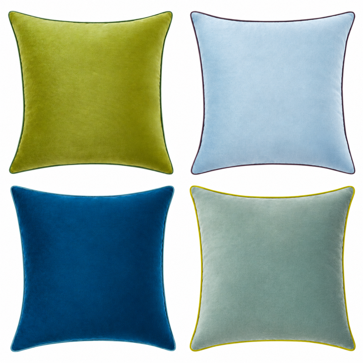 piping edge velvet decorative throw. pillow covers