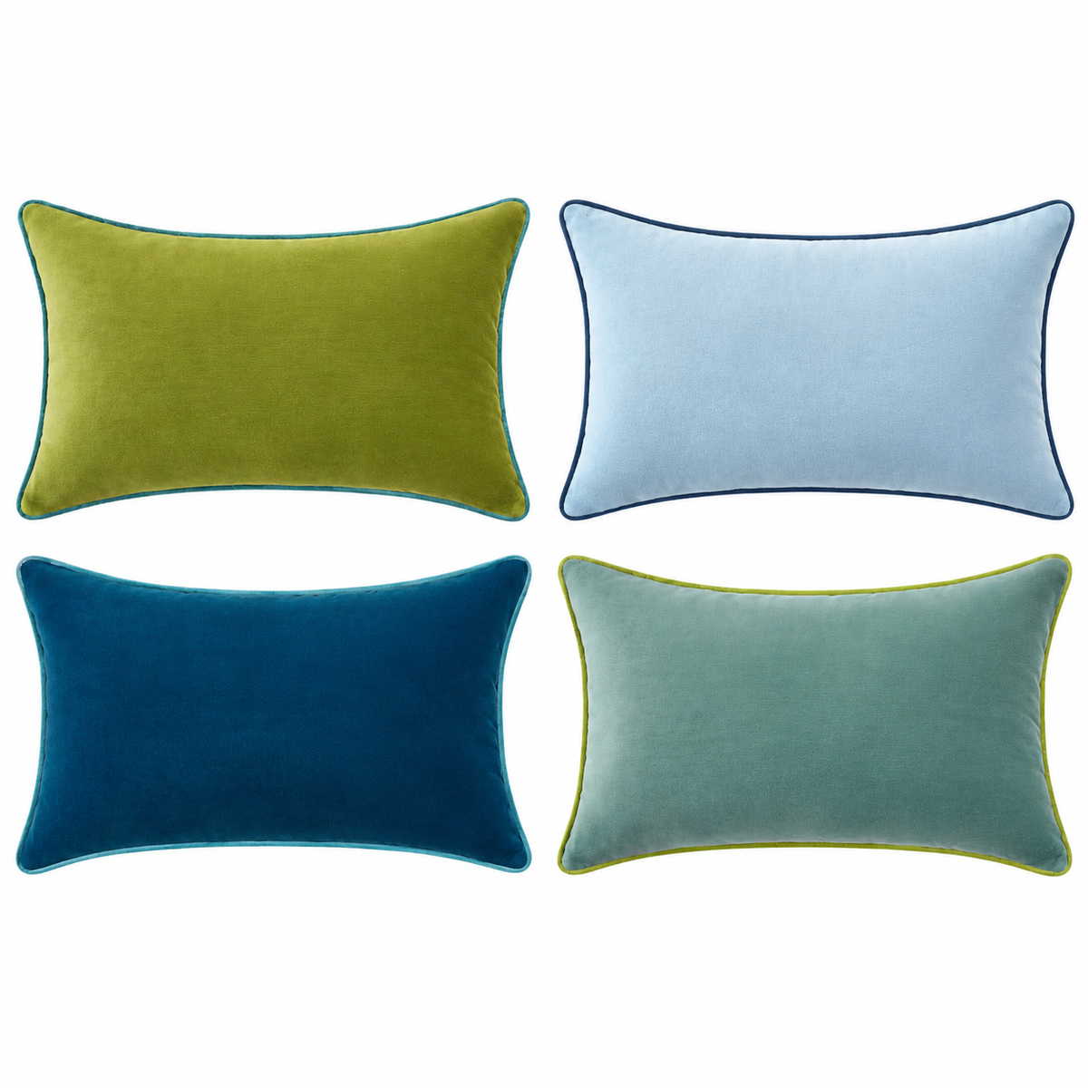 piping edge velvet decorative throw. pillow covers