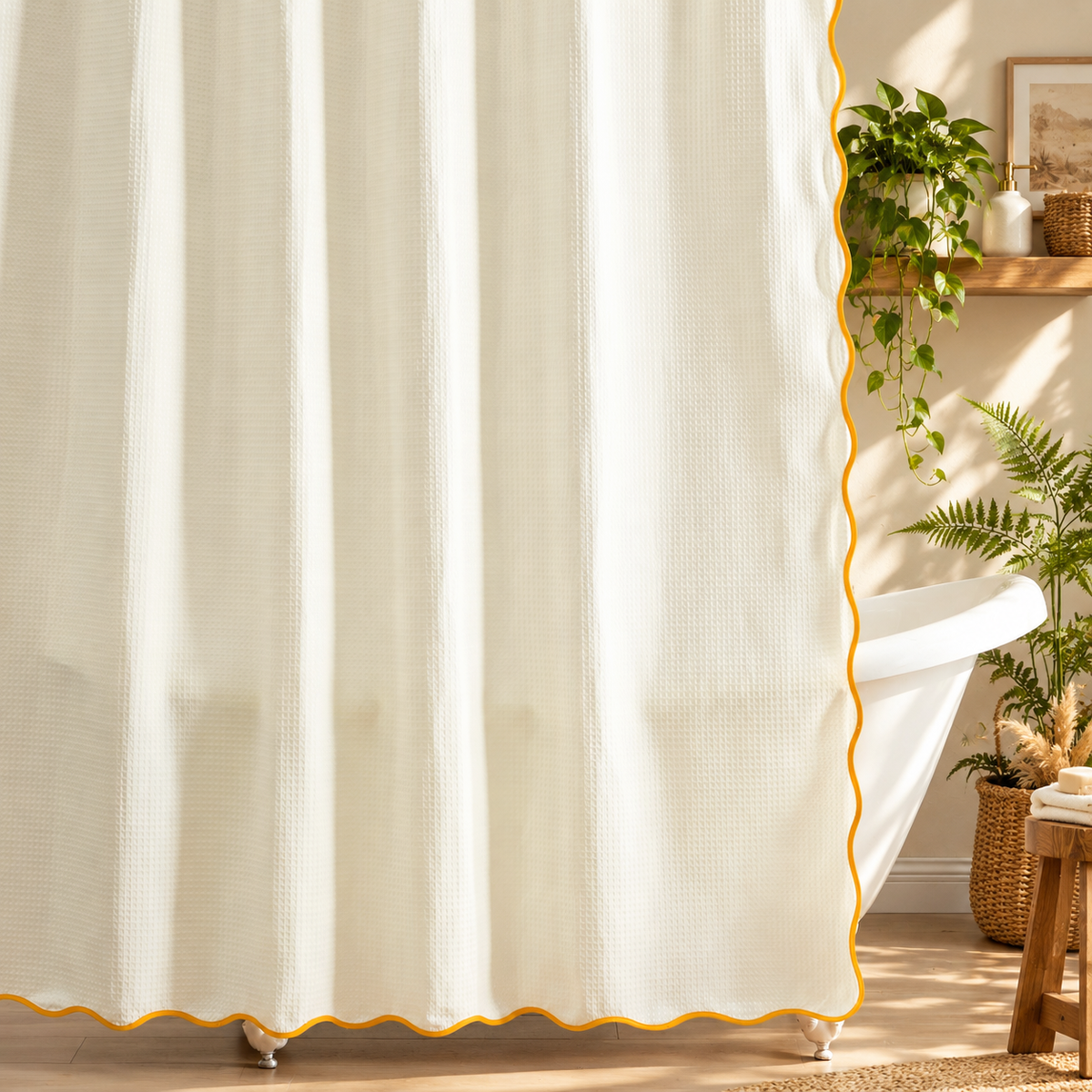 scalloped edge shower curtain