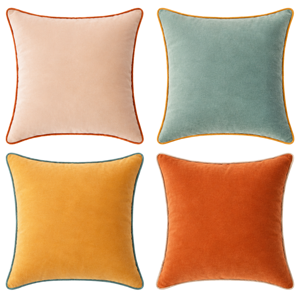 fours pillow covers beige teal yellow orange