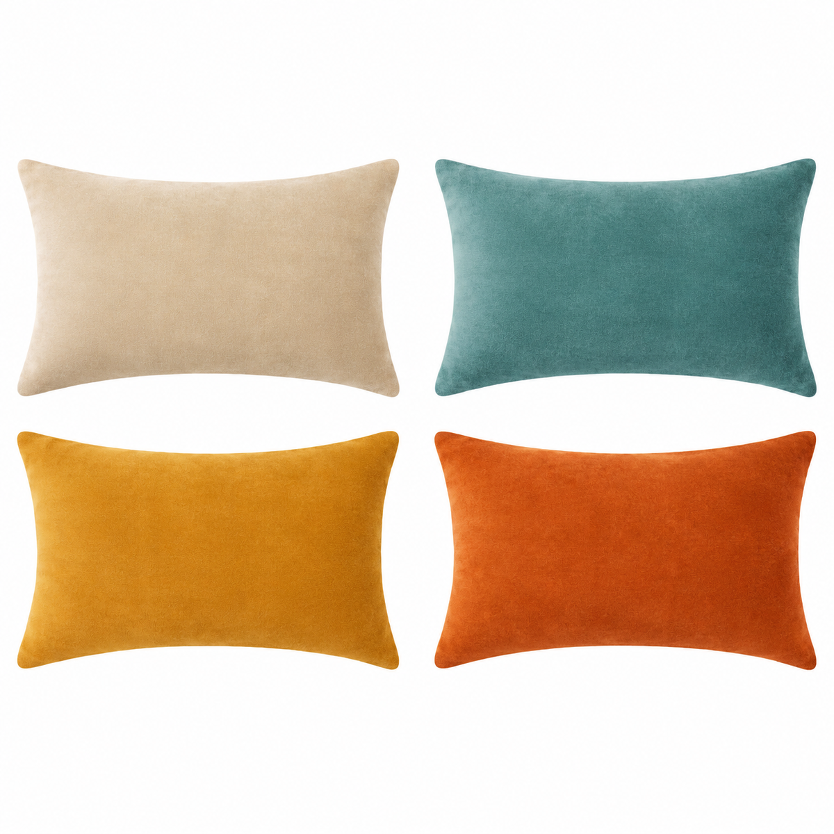 velvet decorative throw pillow covers orange teal yellow beige