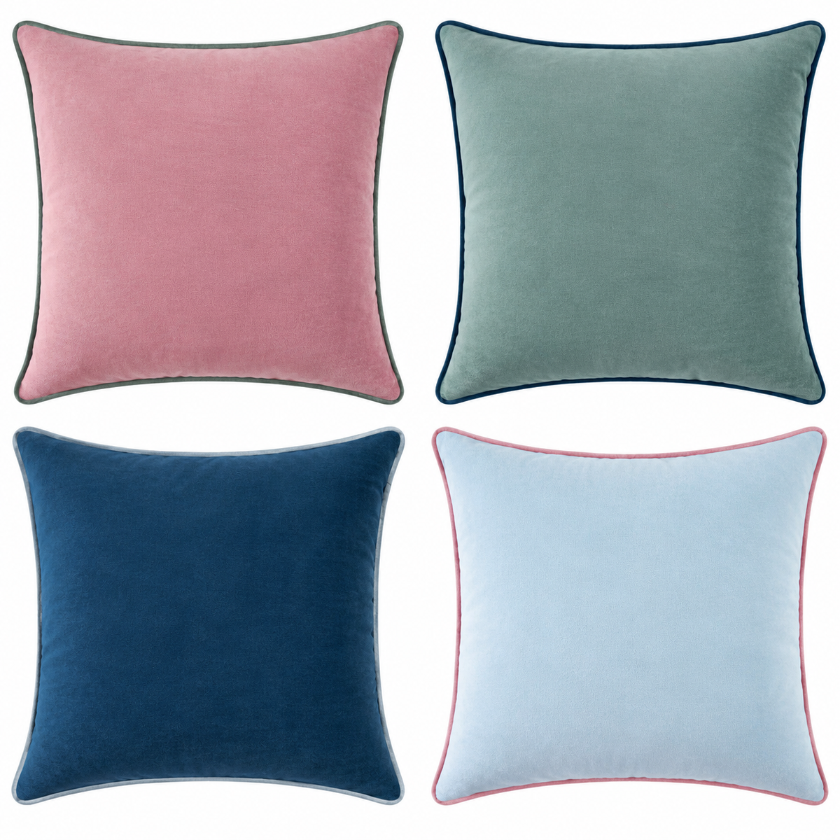 velvet decorative throw pillow covers piping edge