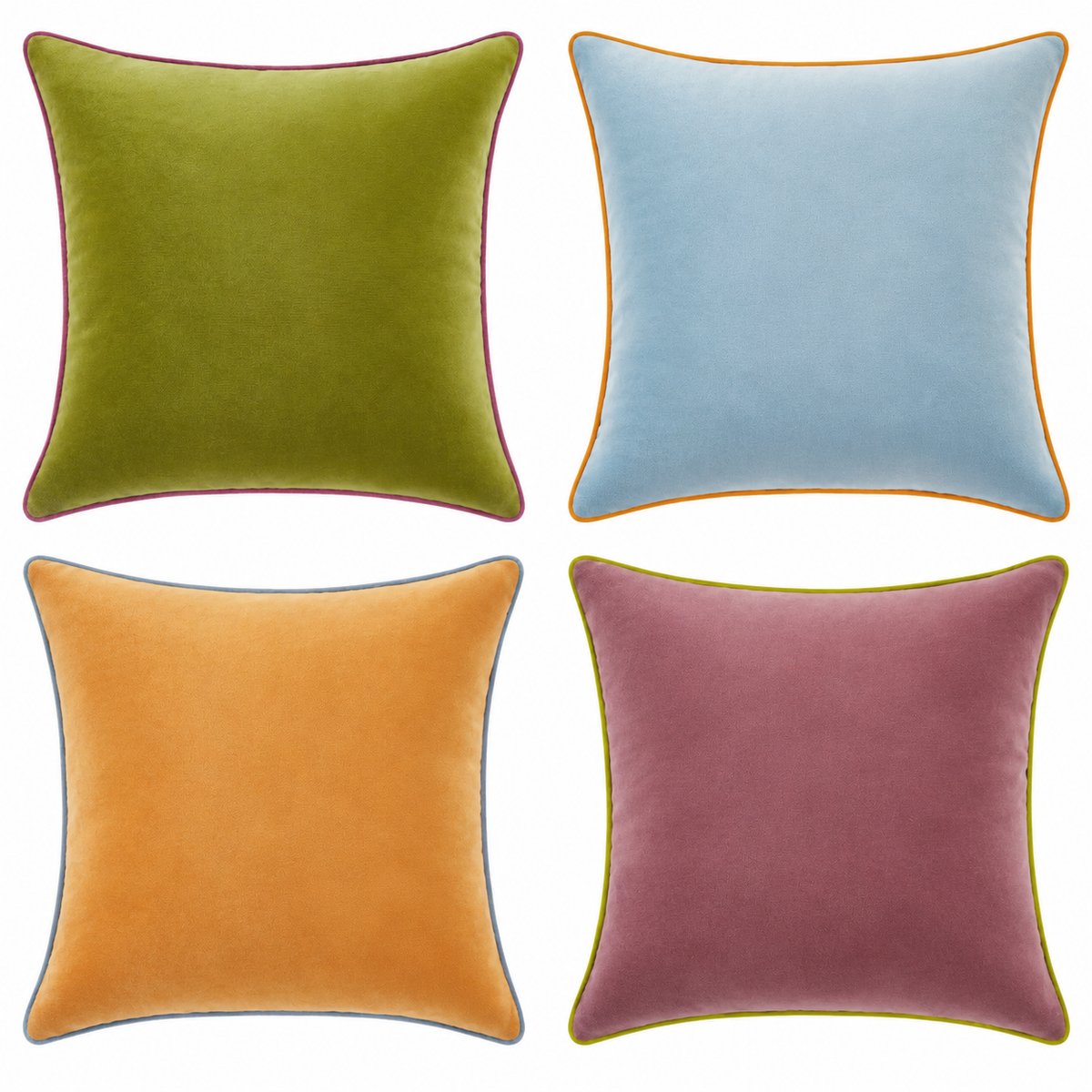 velvet decorative throw pillow covers piping edge