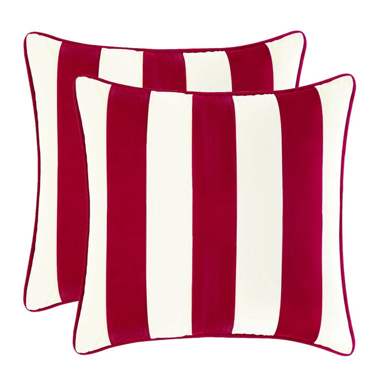 striped velvet pillows set of two red white christmas