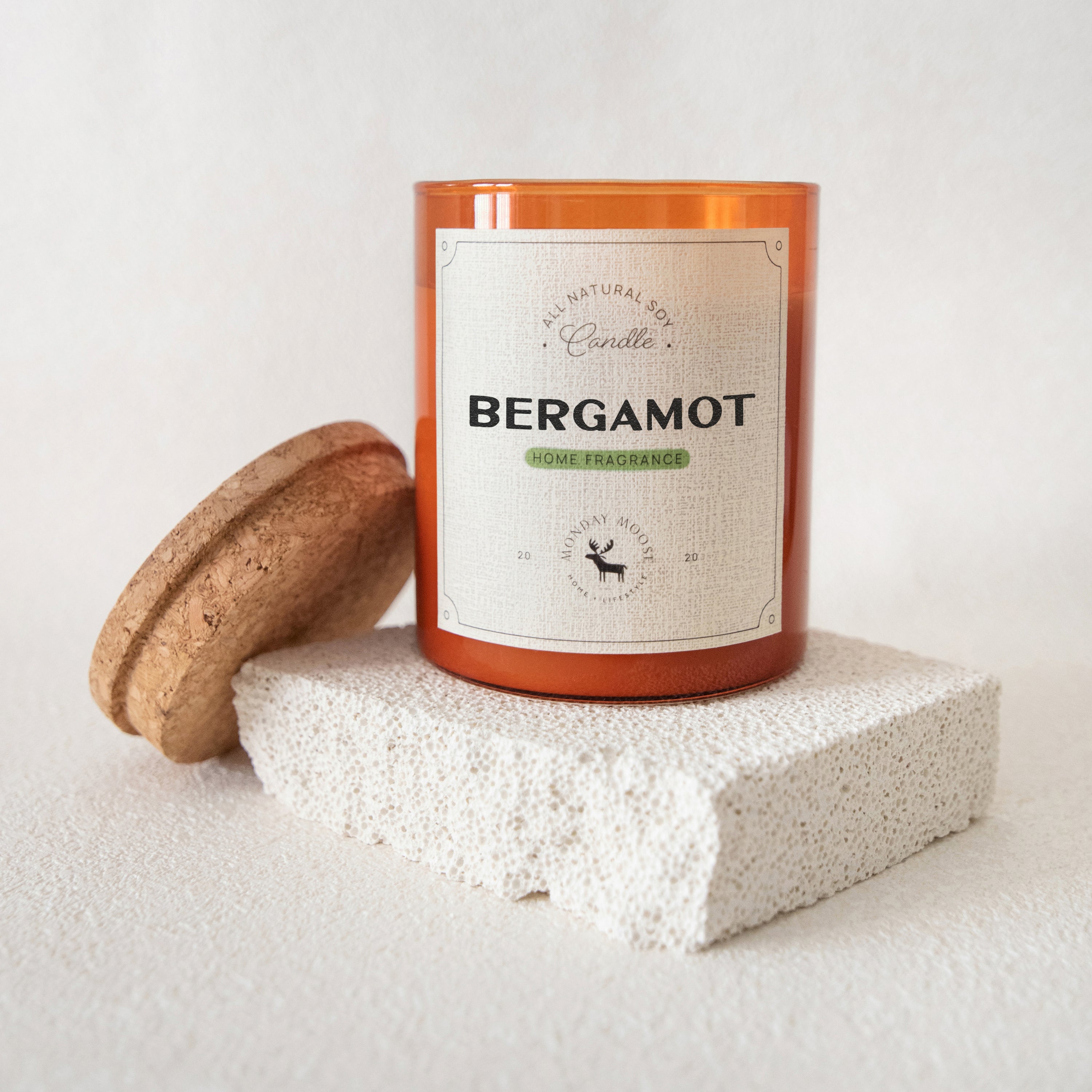 soy wax candle amber jar bergamot