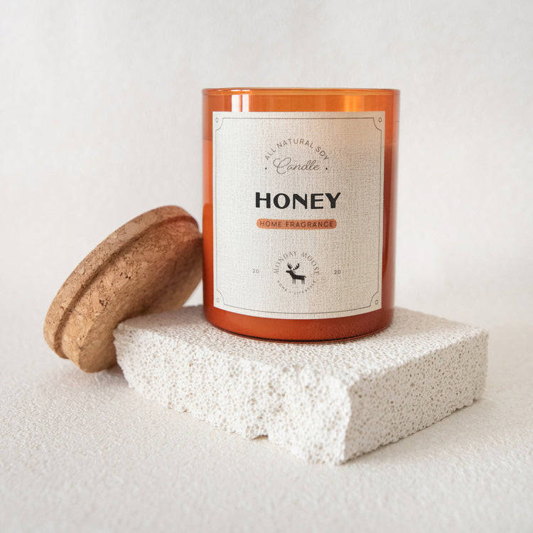 soy wax candle amber jar honey