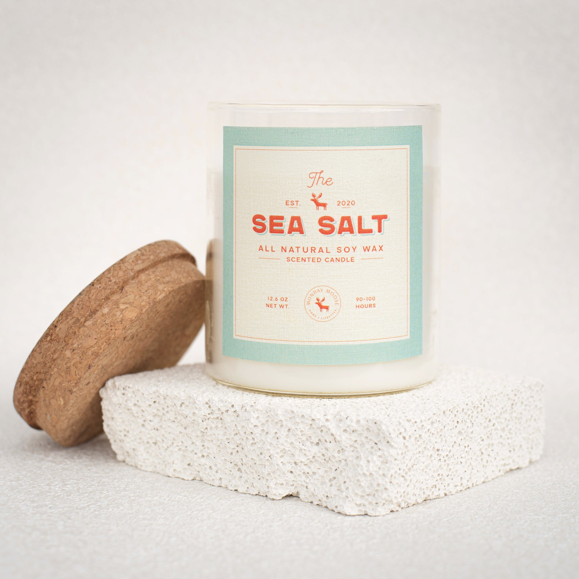 soy wax candle transparent jar sea salt