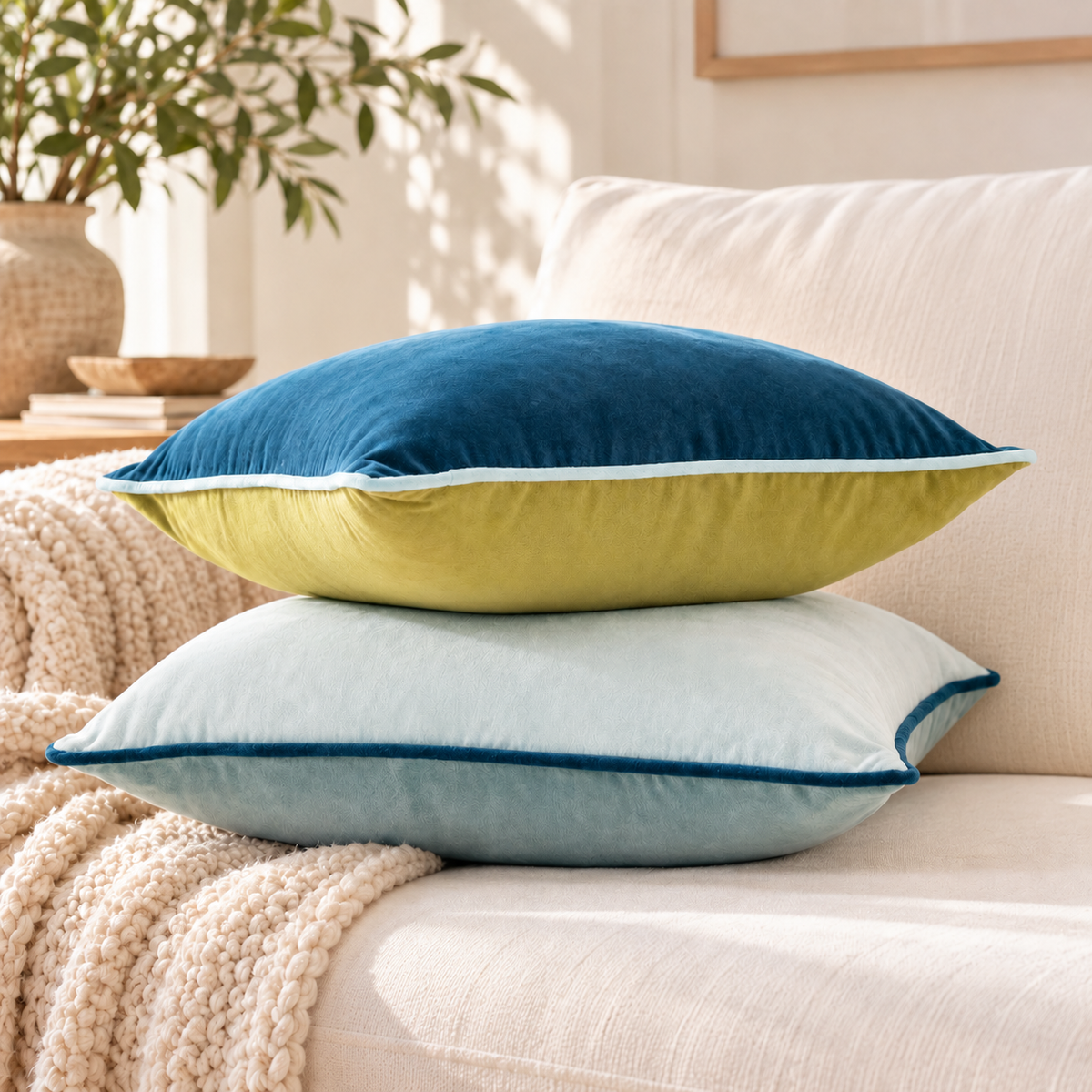 velvet decorative throw pillow covers set of two