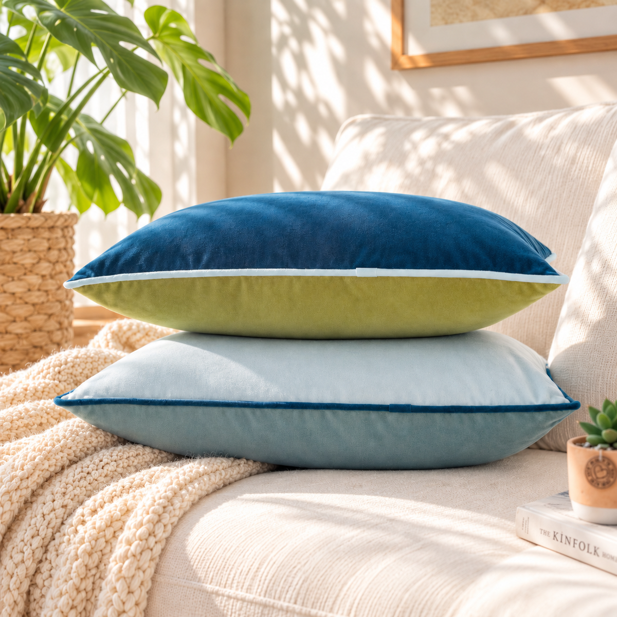 velvet decorative throw pillow covers set of two