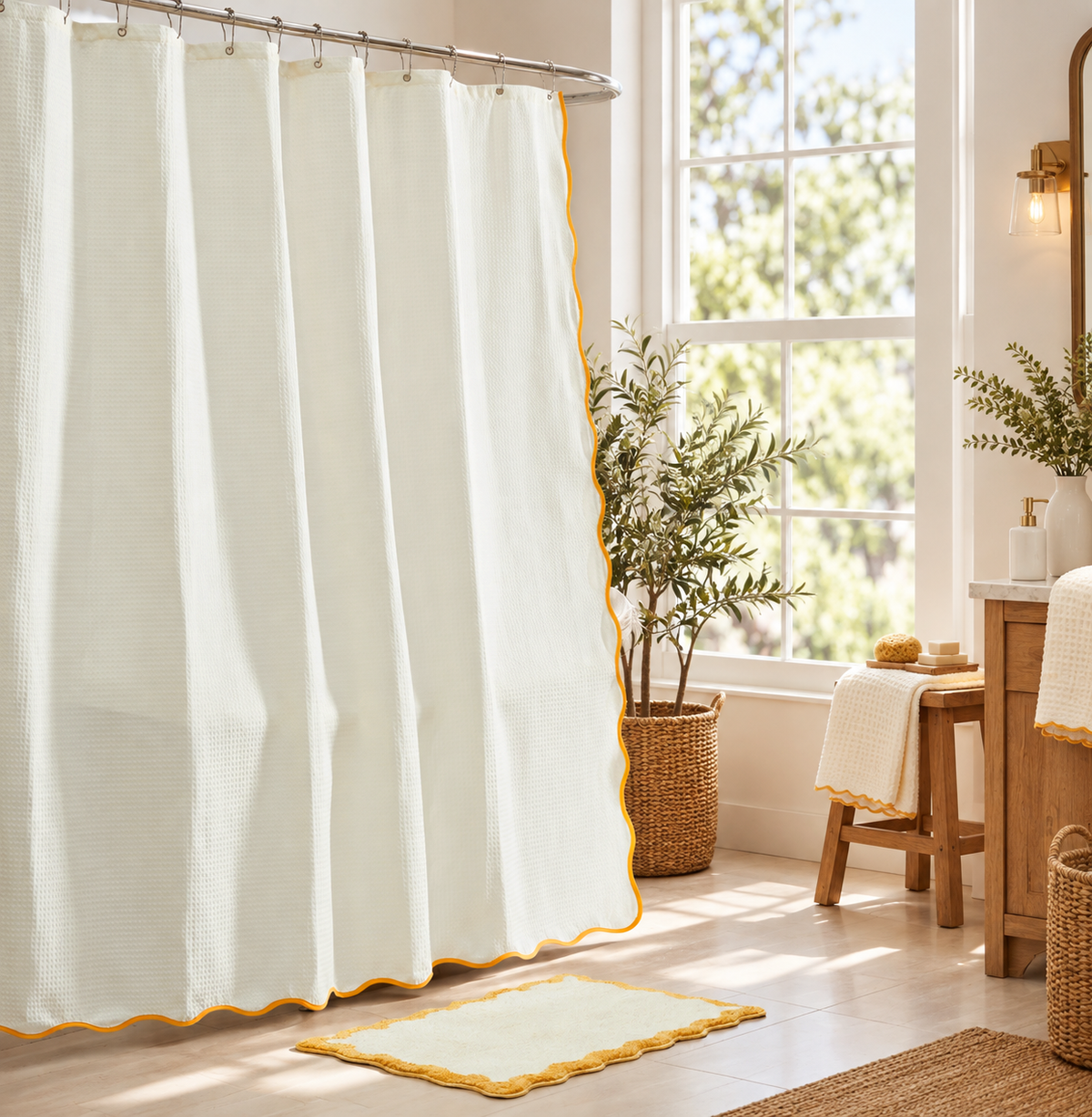scalloped edge shower curtain