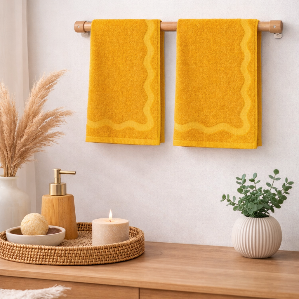 scalloped embossed cotton hand towel
