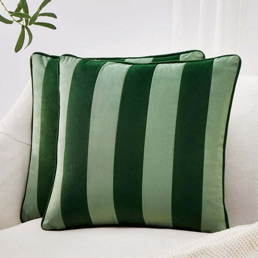 striped velvet pillows set of two green light green