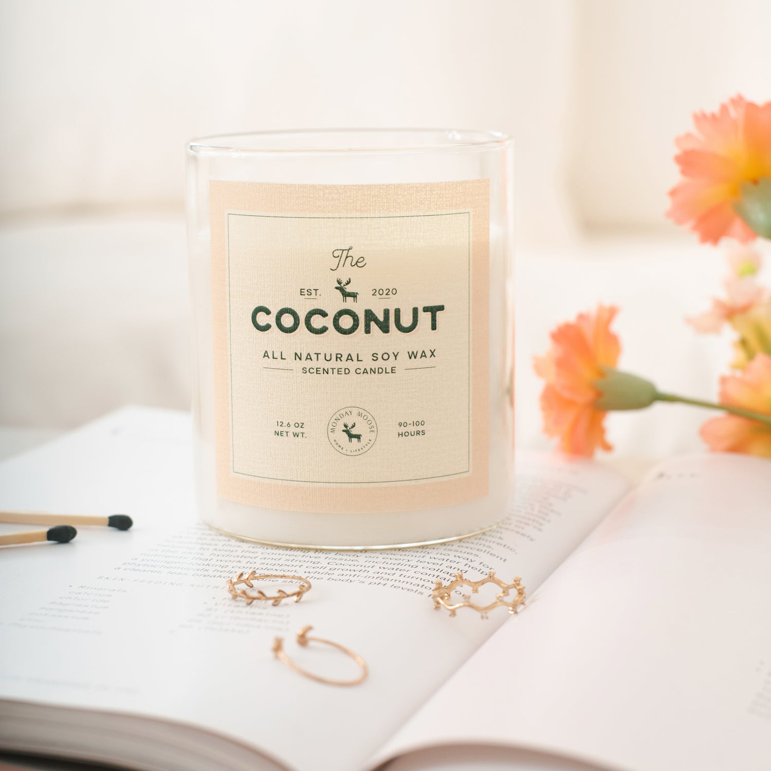 soy wax candle transparent jar coconut