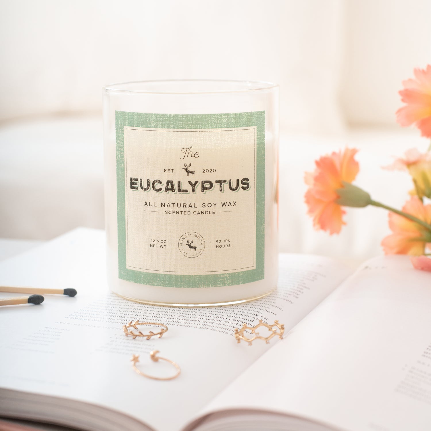 soy wax candle transparent jar eucalyptus