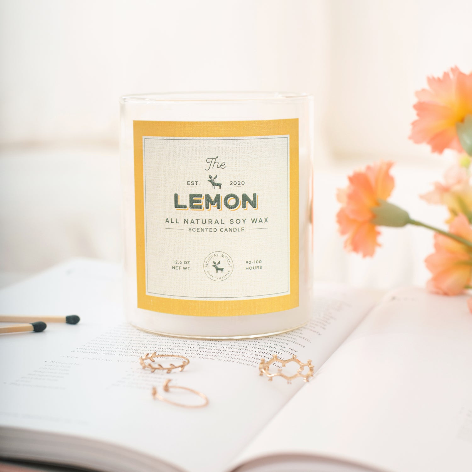 soy wax candle transparent jar lemon