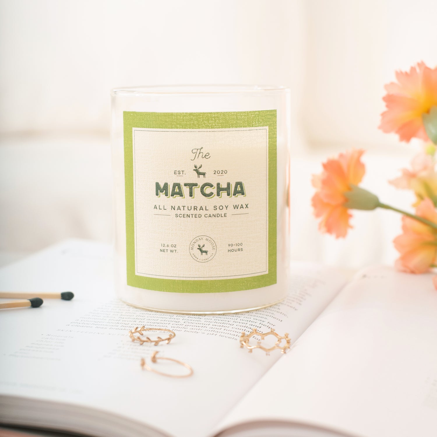 soy wax candle transparent jar matcha