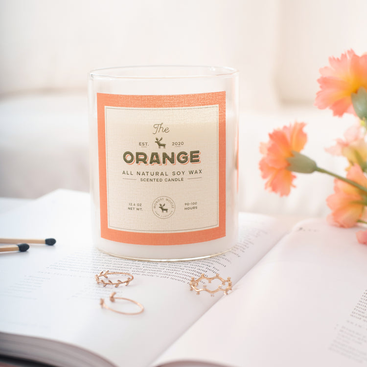 soy wax candle transparent jar orange