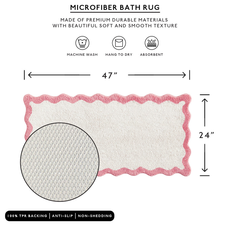 bath mat pink scalloped wavy edge