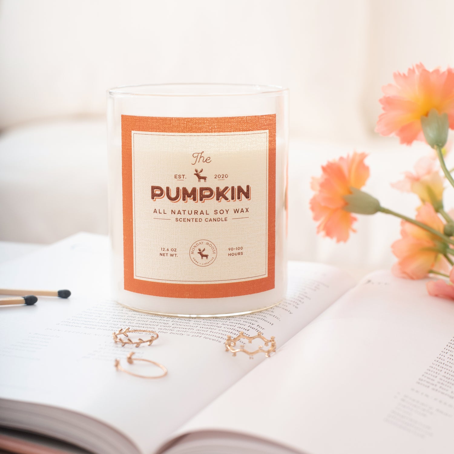 soy wax candle transparent jar pumpkin