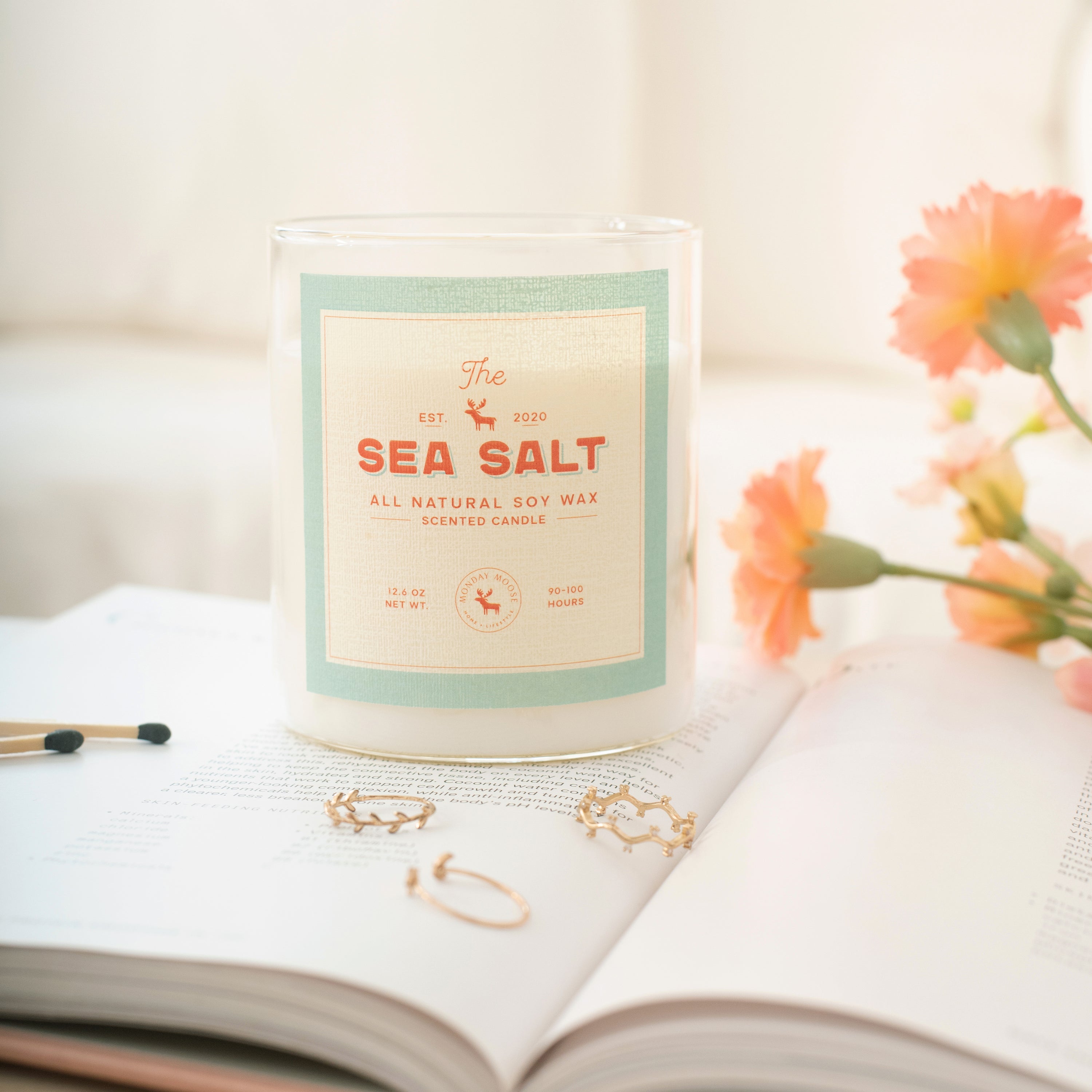 soy wax candle transparent jar sea salt