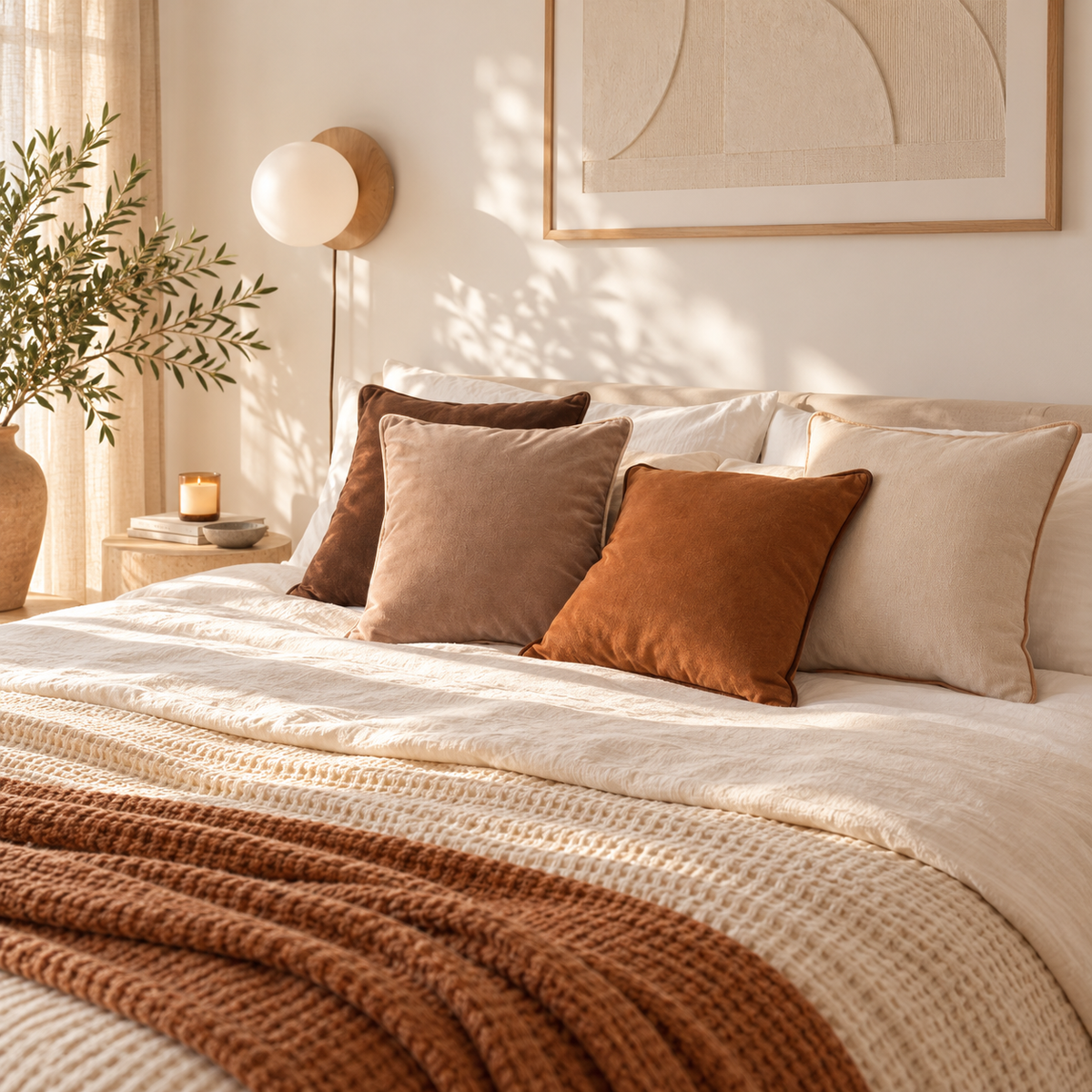 velvet decorative throw pillow covers brown beige