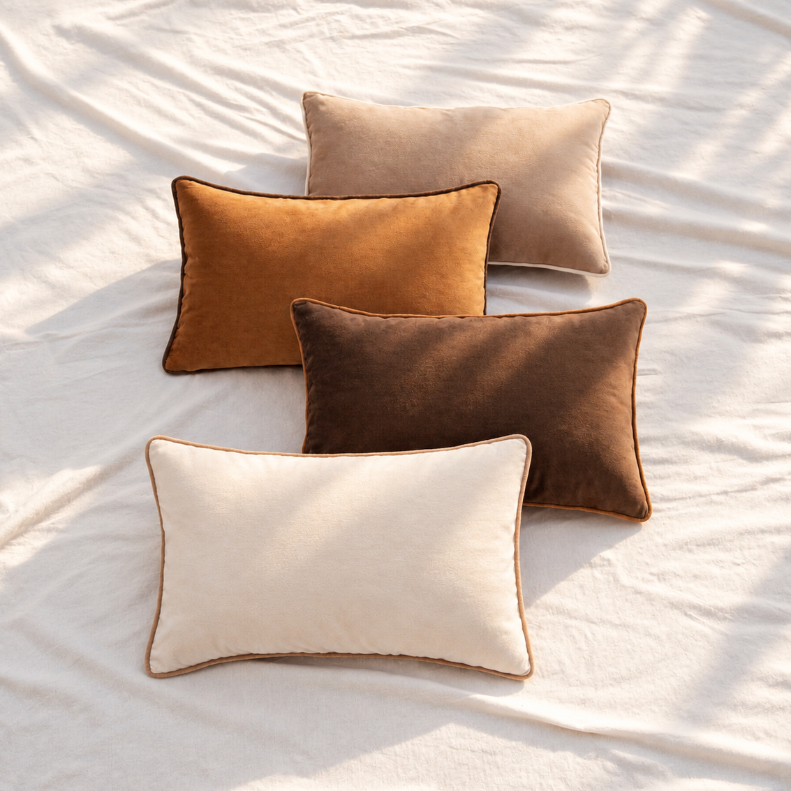 velvet decorative throw pillow covers brown beige