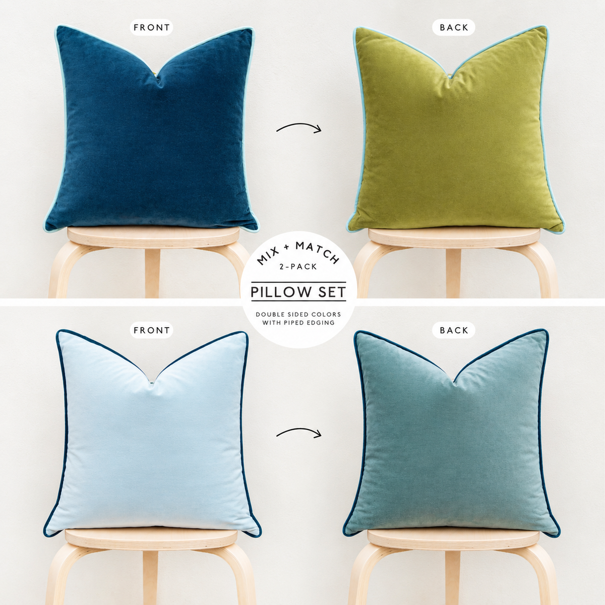 velvet decorative throw pillow covers set of two