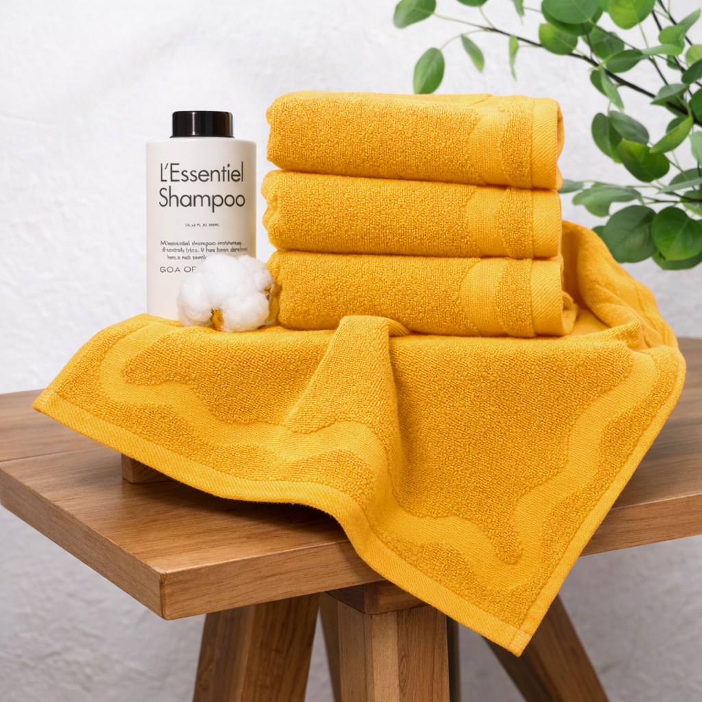 scalloped embossed cotton hand towel