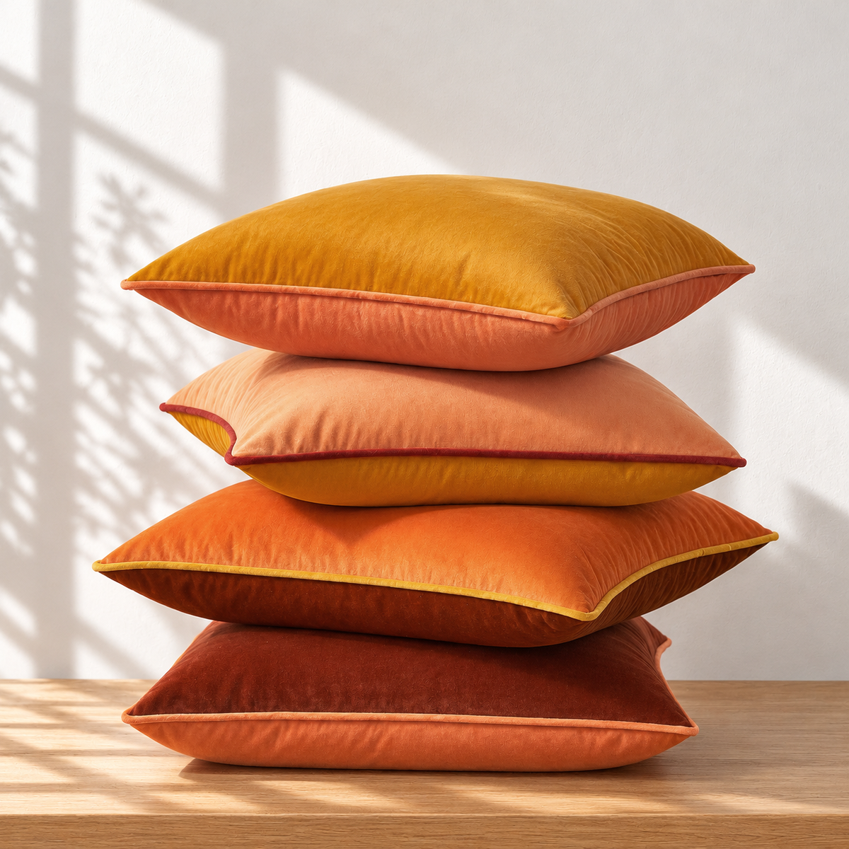 velvet piping decorative throw pillow covers