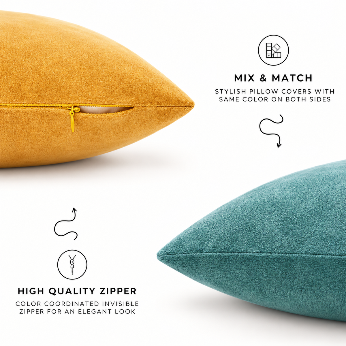 velvet decorative throw pillow covers orange teal yellow beige