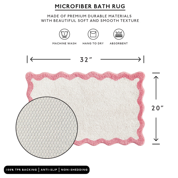 bath mat pink scalloped wavy edge