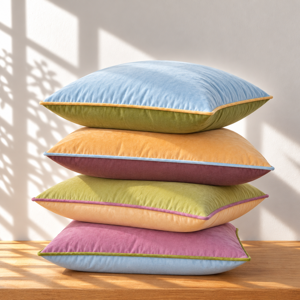 velvet decorative throw pillow covers piping edge