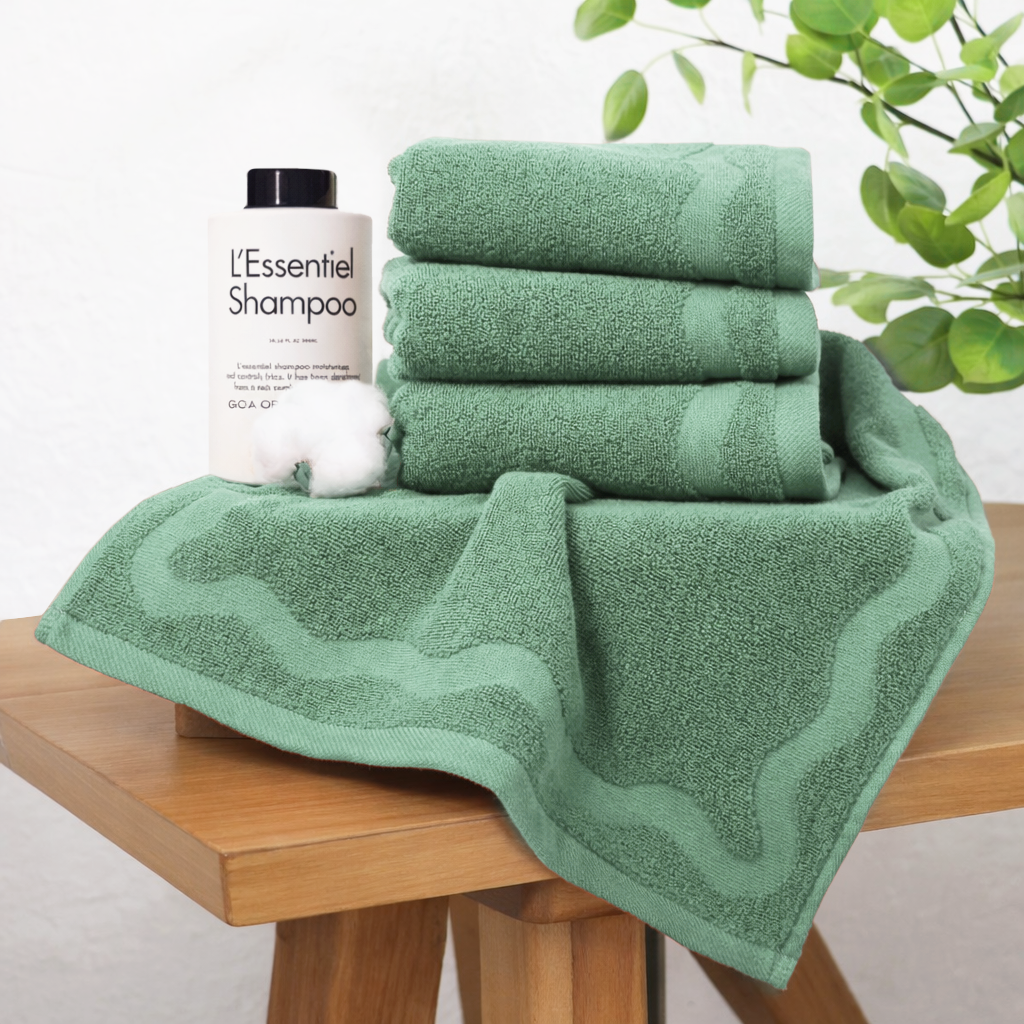 scalloped embossed cotton hand towel