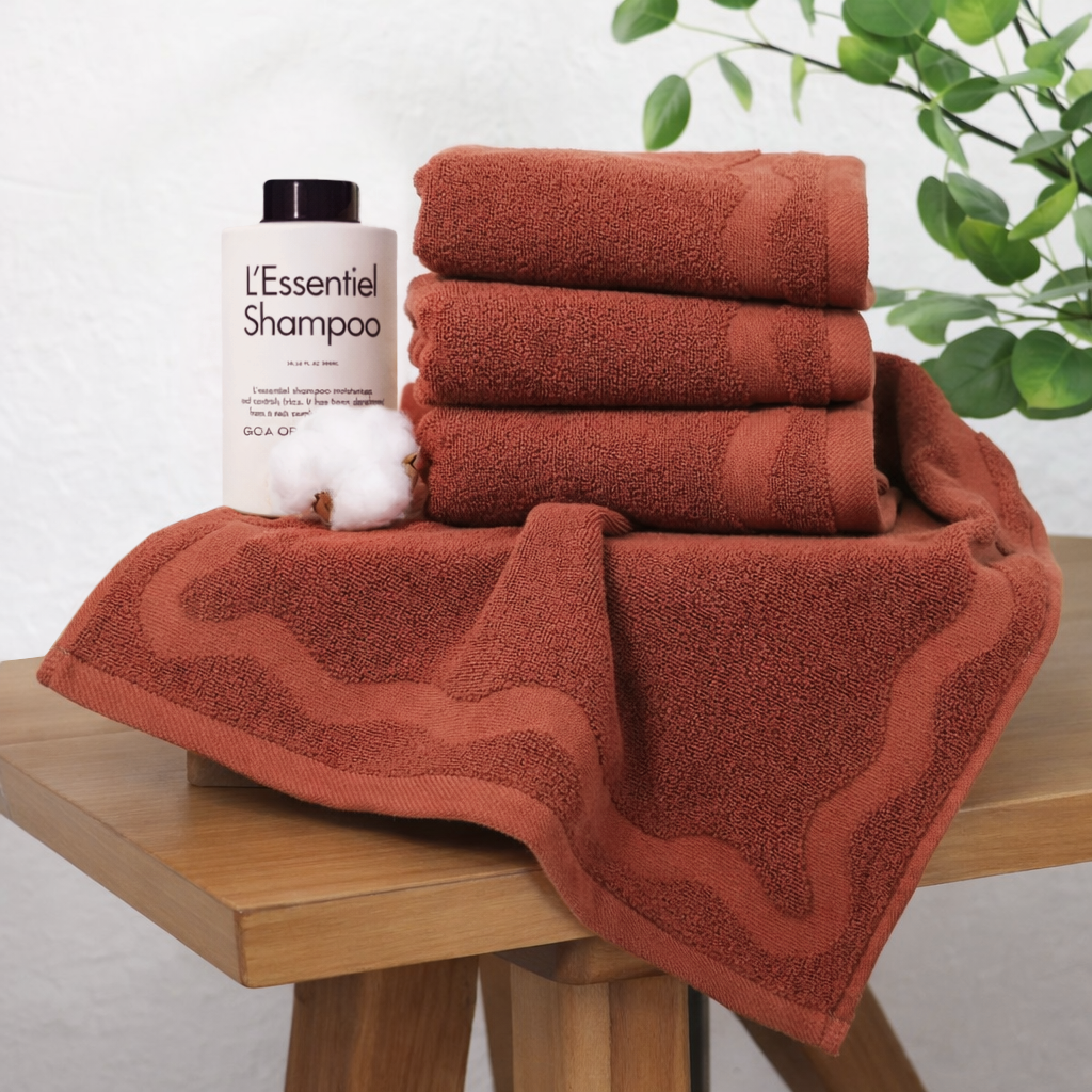 scalloped embossed cotton hand towel