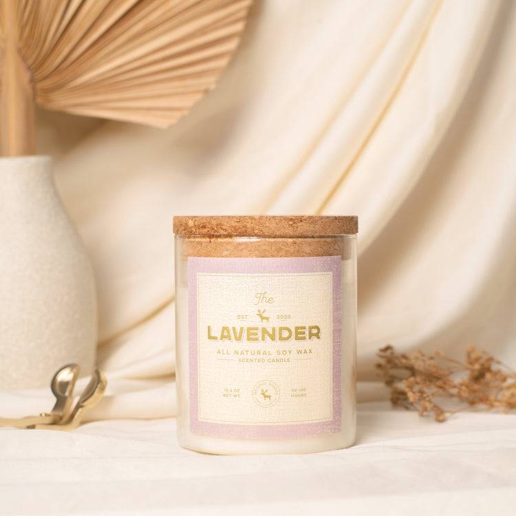 soy wax candle transparent jar lavender